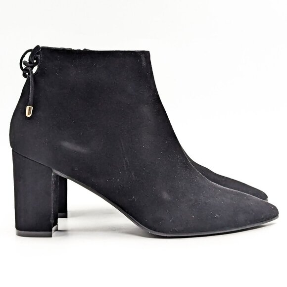 Stuart Weitzman Women Grandiose Black Suede Ankle Dress Office Back Lace Boots 7 - Picture 5 of 11